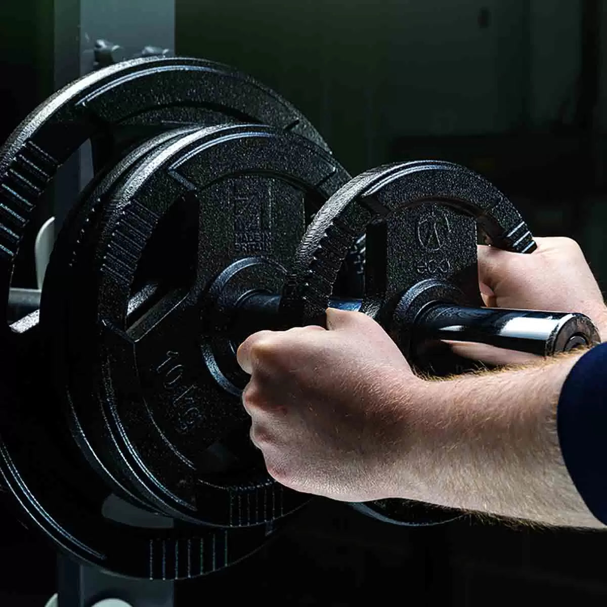 Marcy Eco Olympic 100kg Weight Set with 7ft Barbell – Made in Britain | Home Gym Strength Training