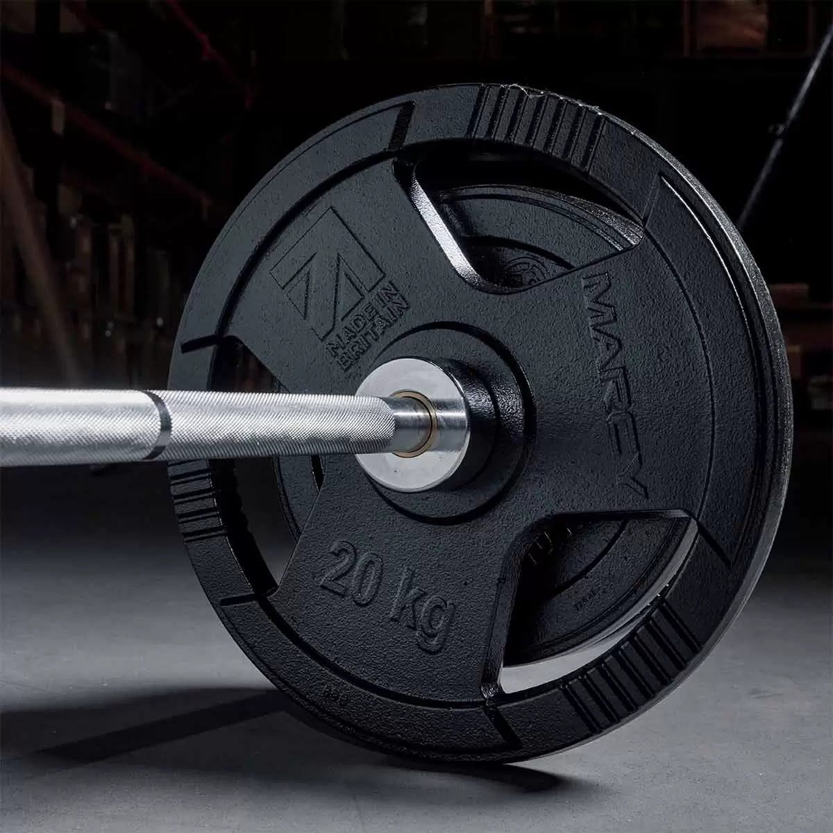 Marcy Eco Olympic 100kg Weight Set with 7ft Barbell – Made in Britain | Home Gym Strength Training