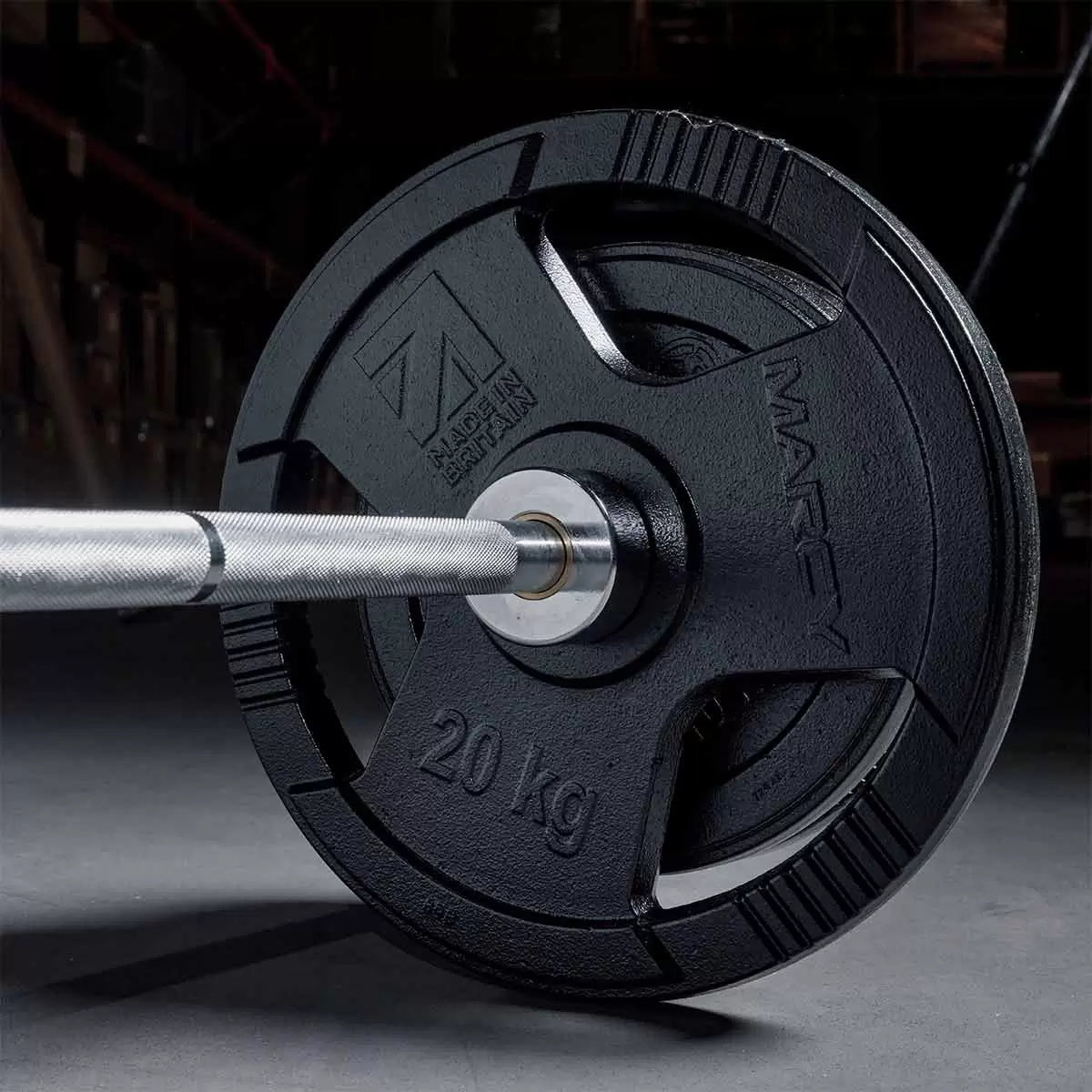 Marcy Eco Olympic 140kg Weight Set with 7ft Barbell – Made in Britain | Home Gym Strength Training