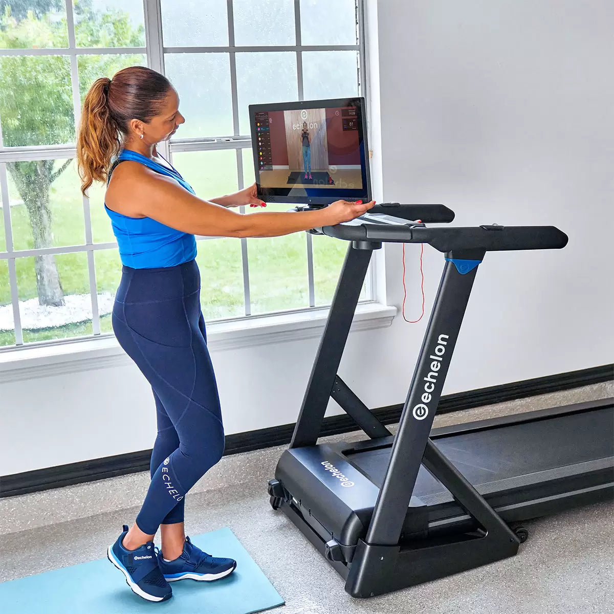 Installed Echelon Stride 4S+ Treadmill - Compact Treadmill for Home