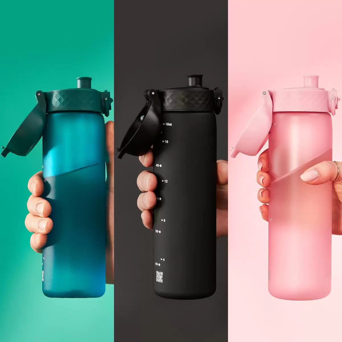 Ion8 Recyclon Water Bottle Leakproof 500ml, 3 Pack in Two Colour Combinations
