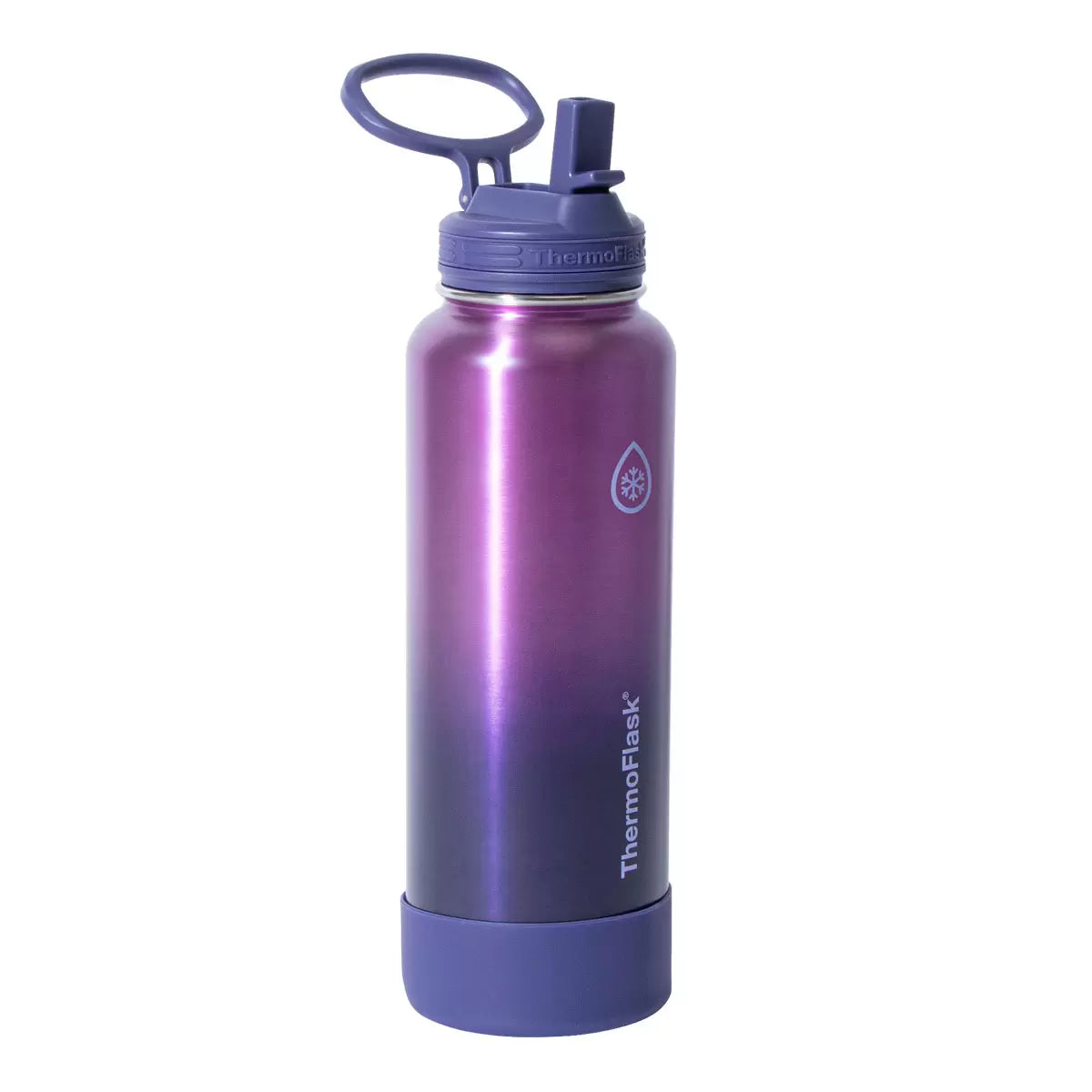 ThermoFlask Stainless Steel Water Bottle 1.2L, 2 Pack in Green & Purple Colour
