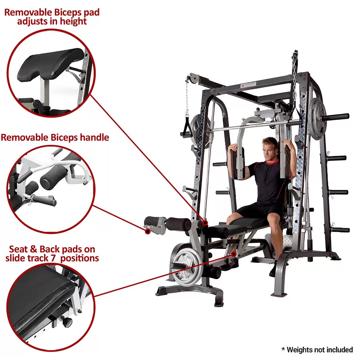 Marcy MD-9010G Deluxe Smith Machine – Marcy Home Gym for Full Body Workouts