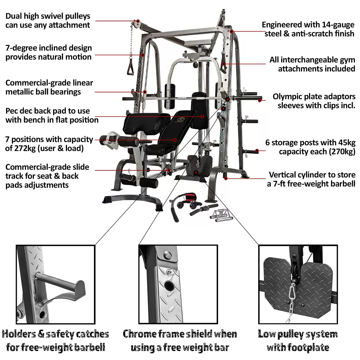 Marcy MD-9010G Deluxe Smith Machine – Marcy Home Gym for Full Body Workouts