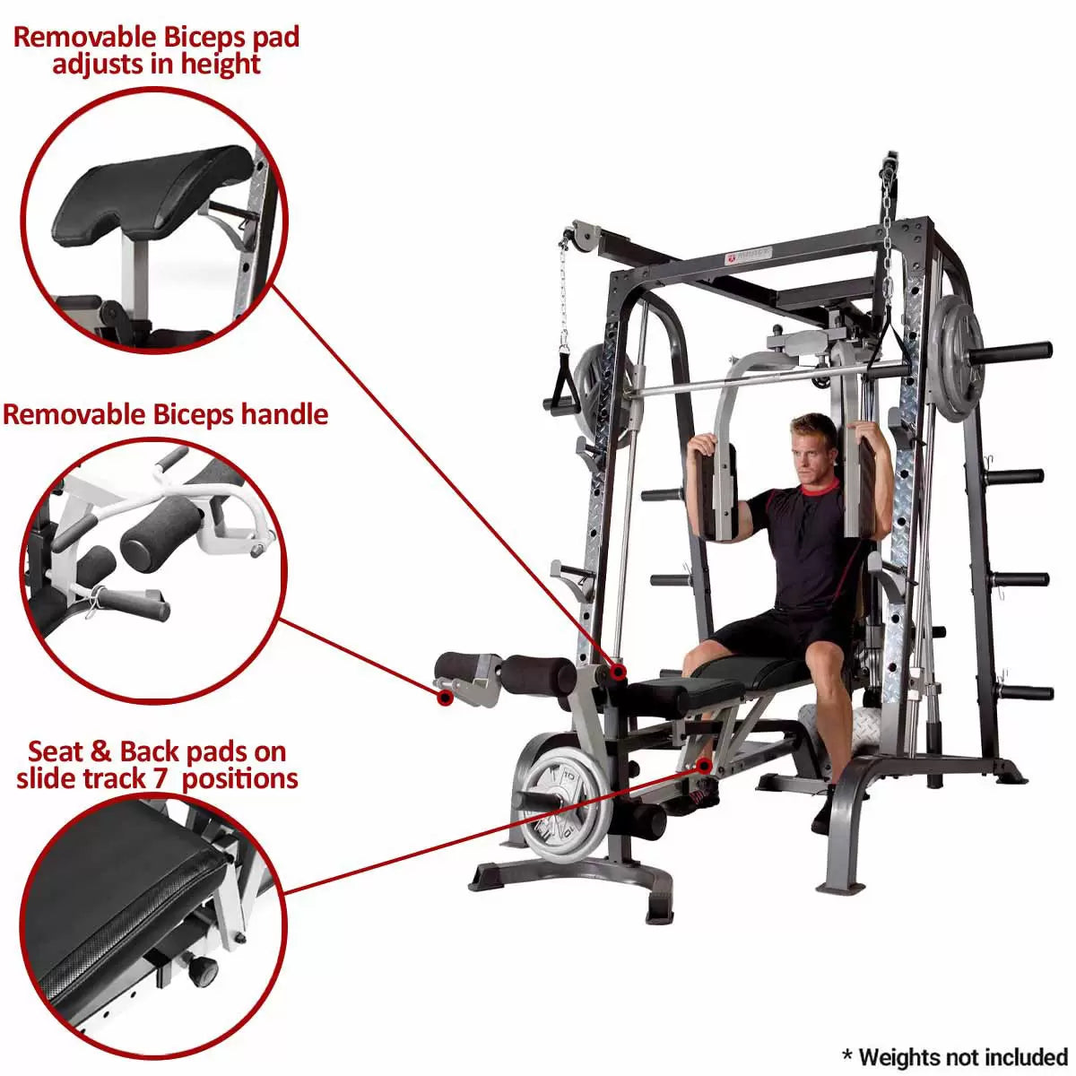 Marcy MD-9010G Deluxe Smith Machine – Marcy Home Gym for Full Body Workouts