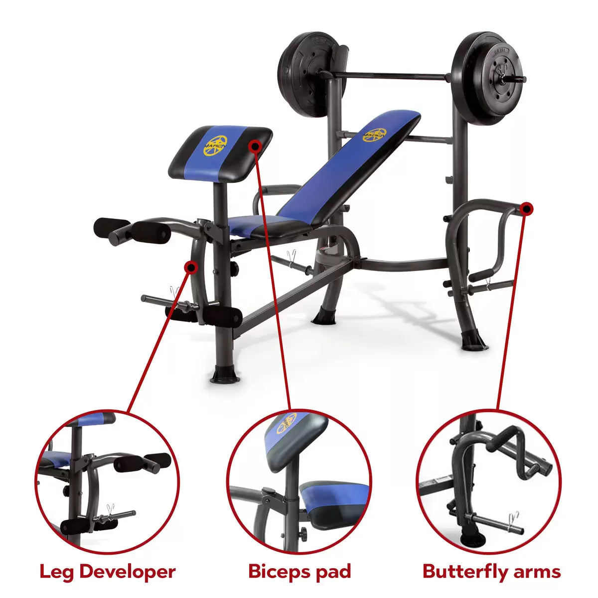 Marcy MWB-36780B Bench and Weight Set – Adjustable Workout Bench with Weights for Home Gym