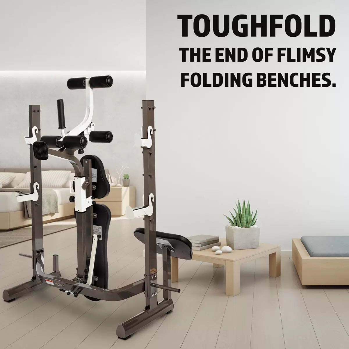 Marcy MWB-70205 Folding Olympic Barbell Bench with Rear Squat Rack Folding Weight Bench