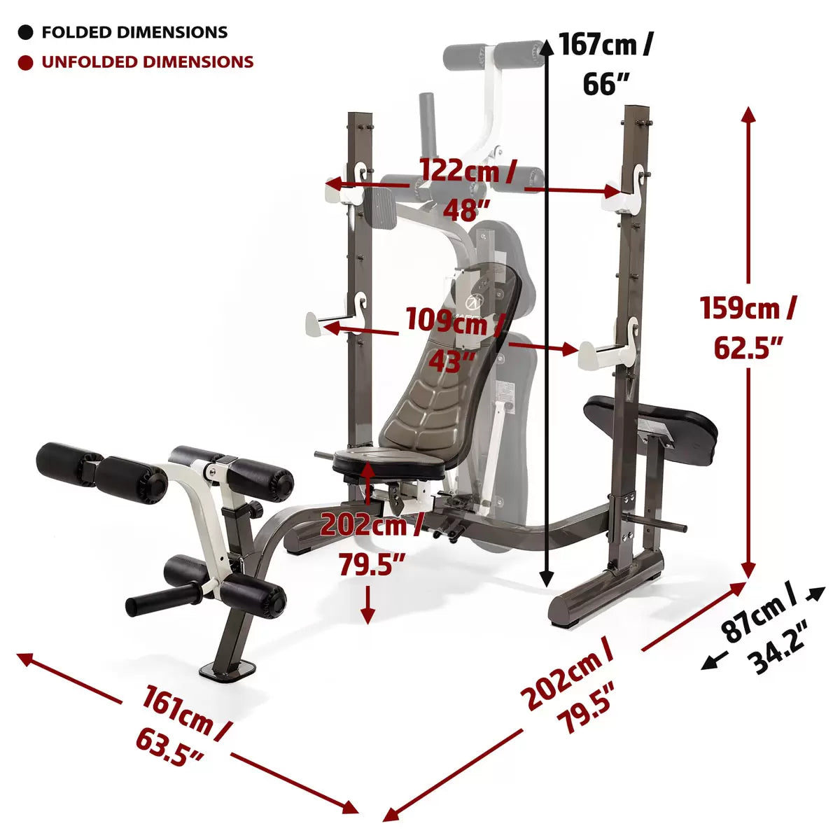 Marcy MWB-70205 Folding Olympic Barbell Bench with Rear Squat Rack Folding Weight Bench