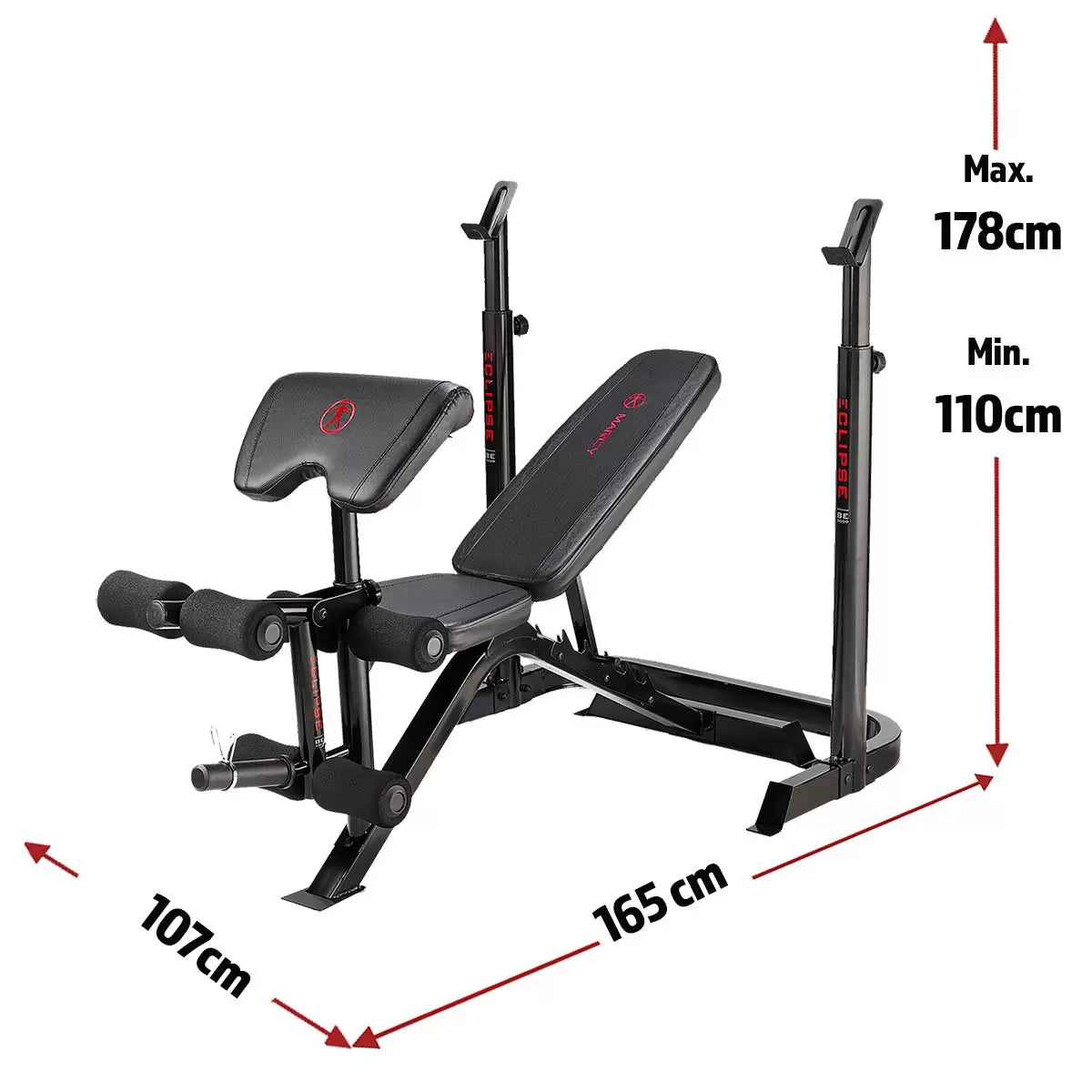 Marcy BE3000 Eclipse Adjustable Weight Bench & Squat Rack for home gym