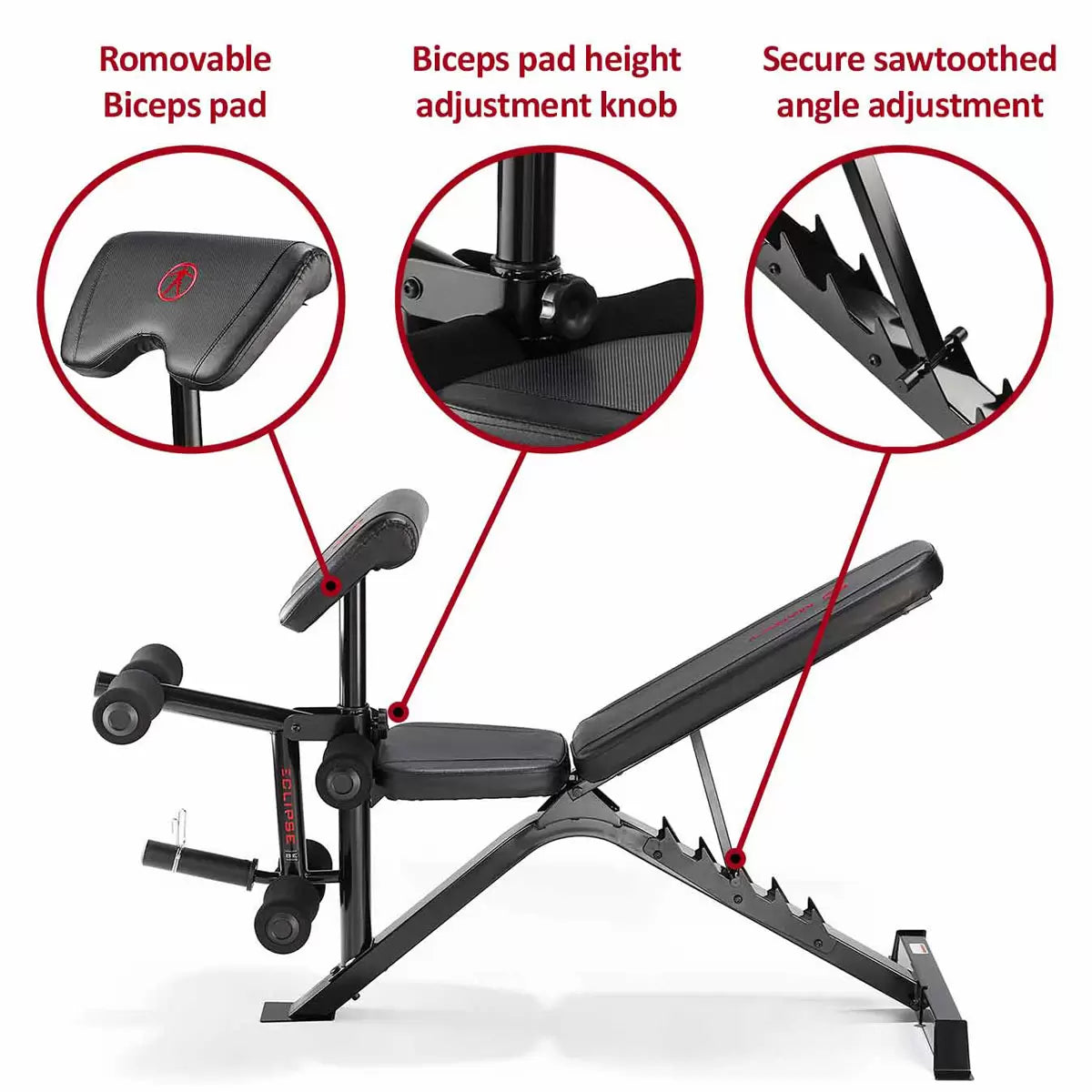 Marcy BE3000 Eclipse Adjustable Weight Bench & Squat Rack for home gym