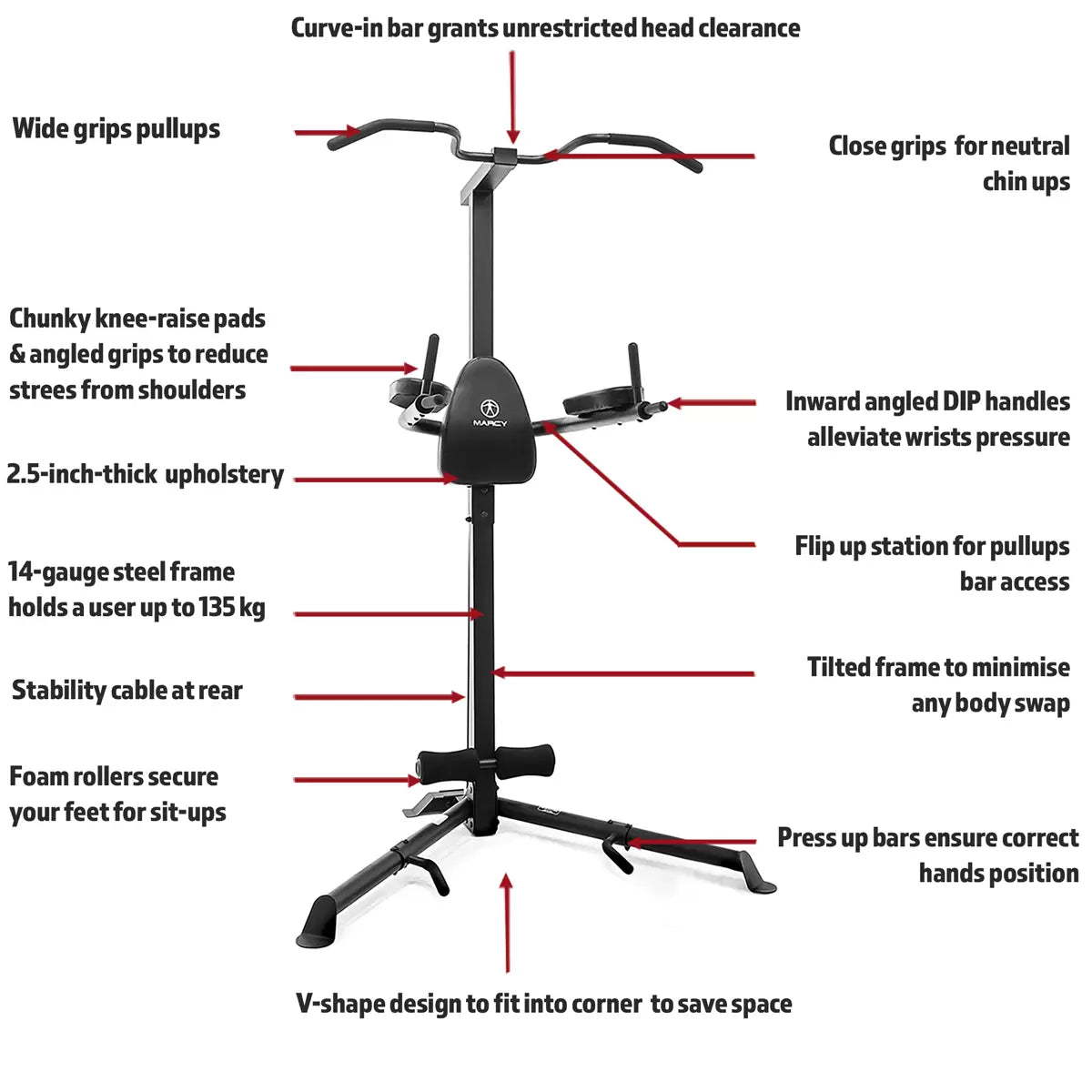 Marcy TC-3508 Deluxe Corner Pull Up Power Tower – Full Body Workout Tower