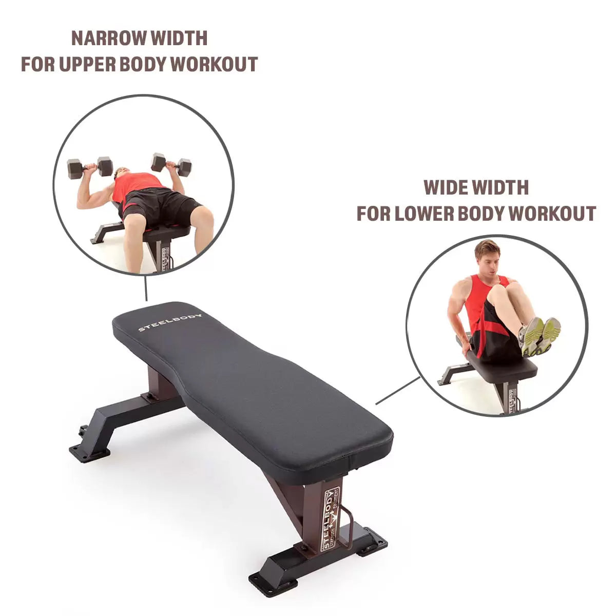 SteelBody STB-10101 Flat Bench – Heavy-Duty Strength Training Bench for Home Gym