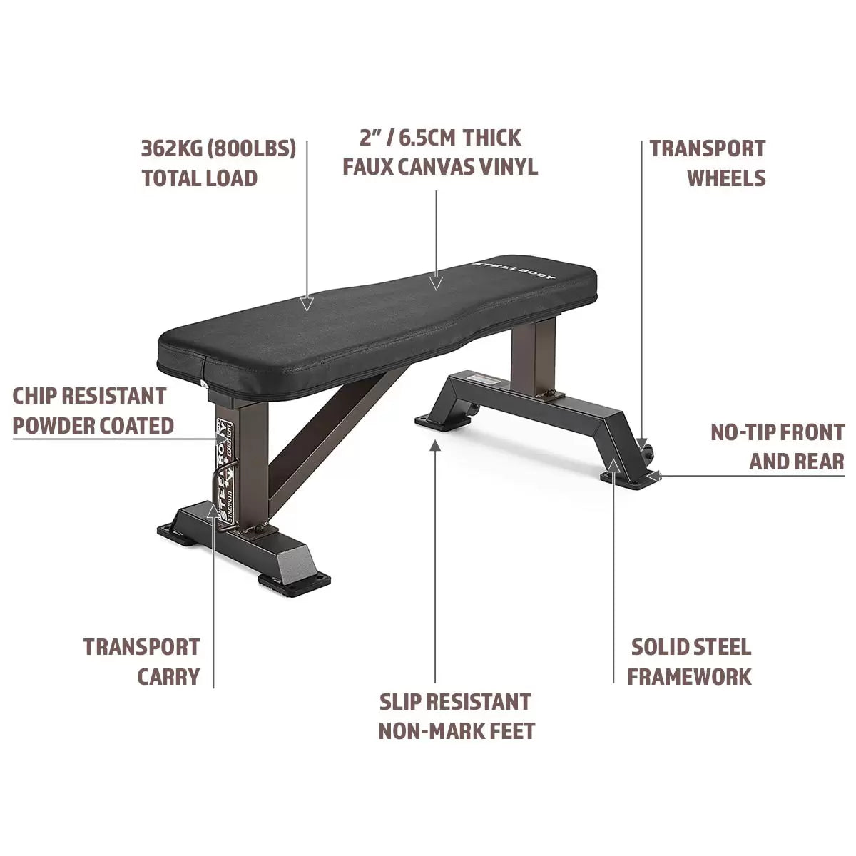 SteelBody STB-10101 Flat Bench – Heavy-Duty Strength Training Bench for Home Gym