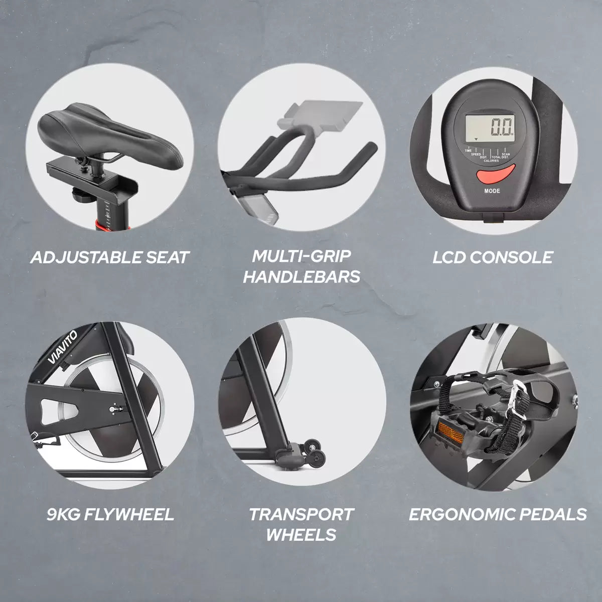 Viavito Veloria Indoor Exercise Bike Adjustable & Compact