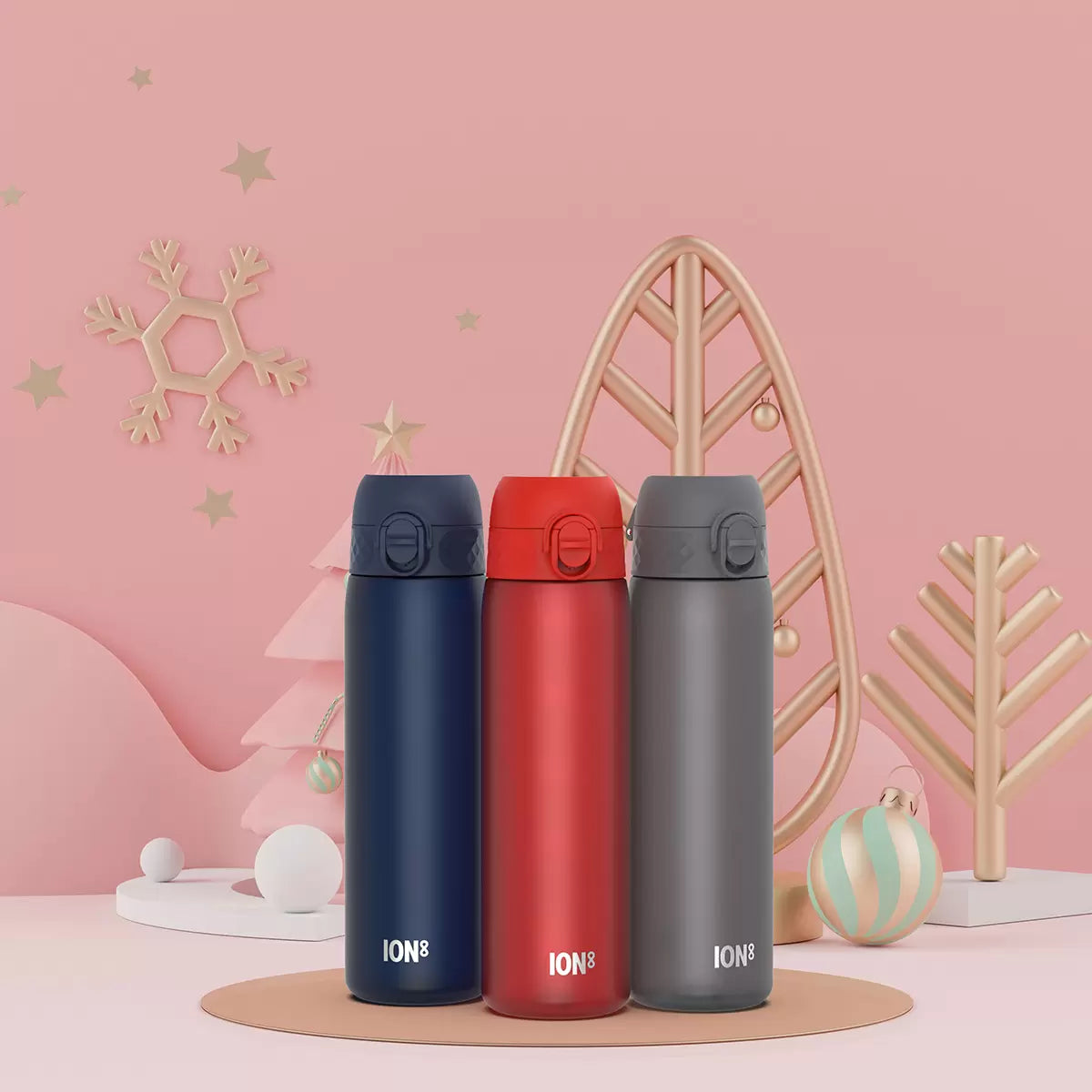 Ion8 Recyclon Water Bottle Leakproof 500ml, 3 Pack in Two Colour Combinations