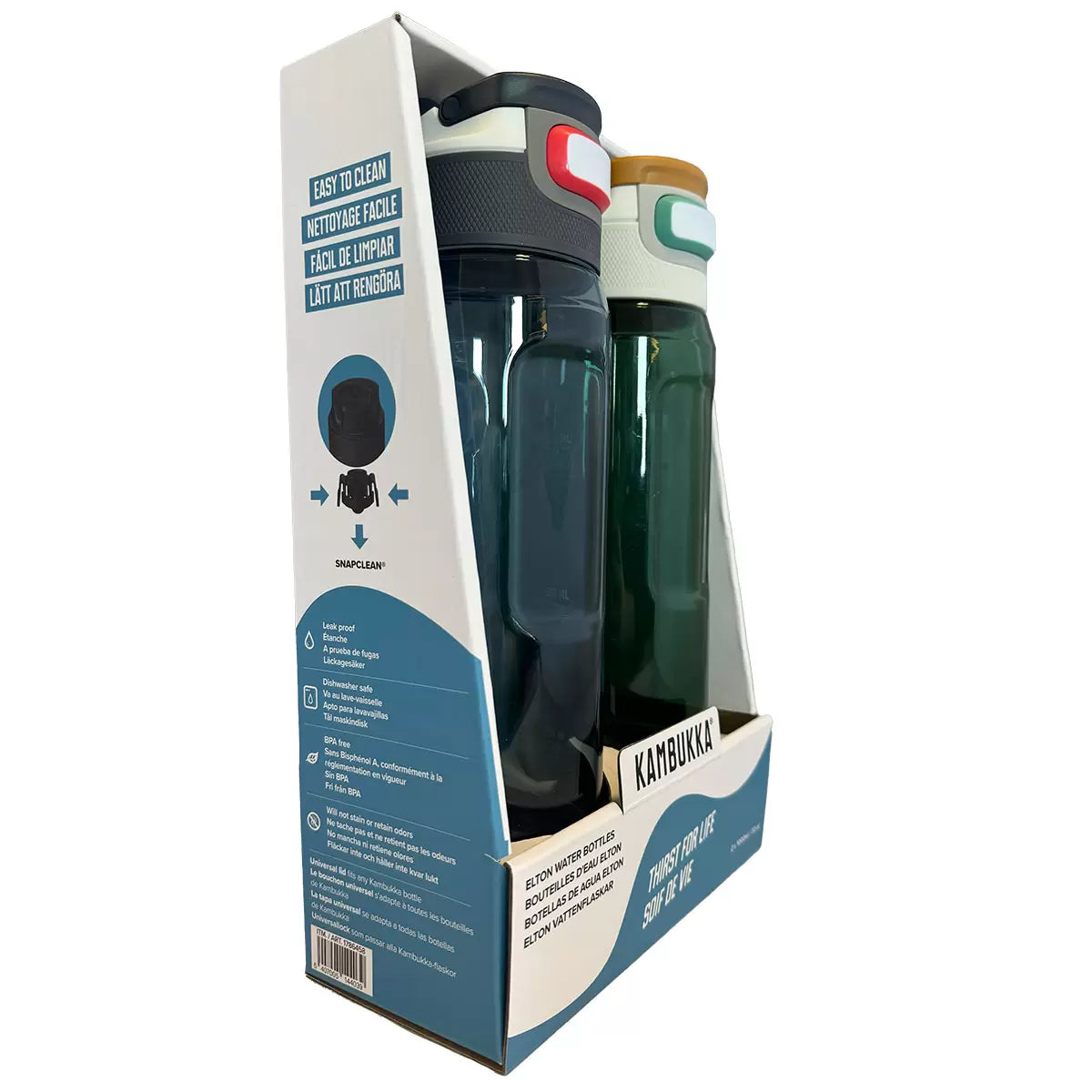Kambukka Elton 1L Tritan Eco-Friendly Water Bottle, 2 Pack